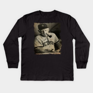 Sparky Anderson in Detroit Tigers Vintage Kids Long Sleeve T-Shirt